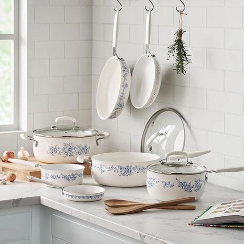 12-Piece Aluminum Ceramic Cookware Set - Nonstick Pots &amp Pans for Effortless Cooking