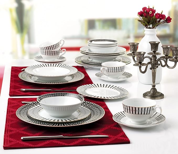 24 Piece Dinnerware Set-Fine China Service for 4 by Lorren Home Trends