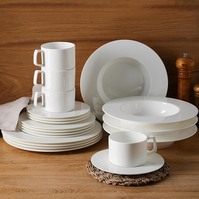 Stone Lain Sylvie 20 Pieces Bone China Dinnerware Set White