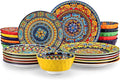 vancasso 24 Pieces Plates and Bowls Set Bohemian Style Dinnerware Sets Service for 6 Porcelain Boho Dishes Set for Kitchen Housewaring Gift Dishwasher and Microwave Safe Series KRVI
