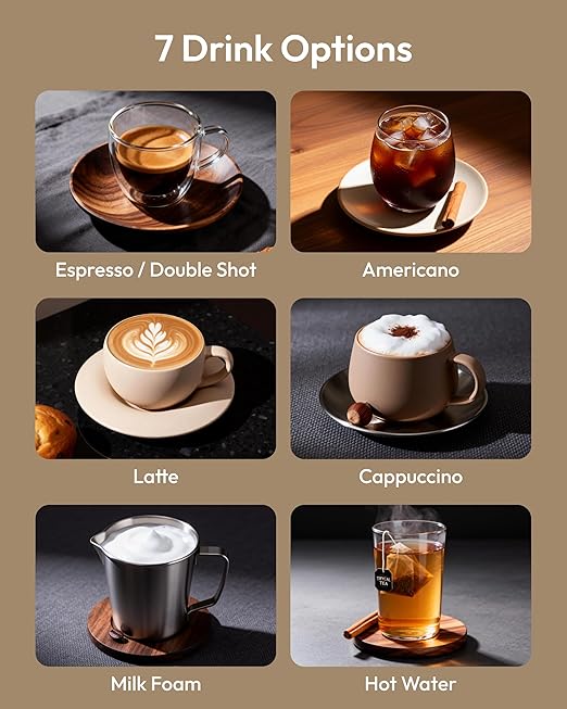 Automatic Espresso Machine 20 Bar Coffee Maker with Grinder Built in Milk Frother 15-Grind Settings Fully Automatic Espresso Machine with Touch Screen Auto Self-Cleaning for Cappuccino &amp Latte