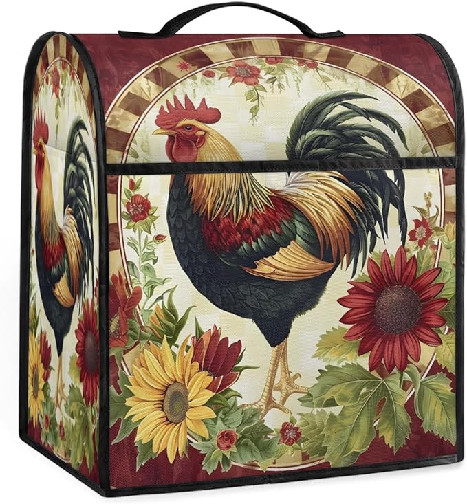 cfpolar Kitchen Aid Mixer Cover Compatible with 6-8 Quarts Rooster Sunflower Farmhouse Stand Mixer Cover Kitchen Aid Mixers Accessories Appliance Organizer Bag Dust Covers with Zipper Pocket