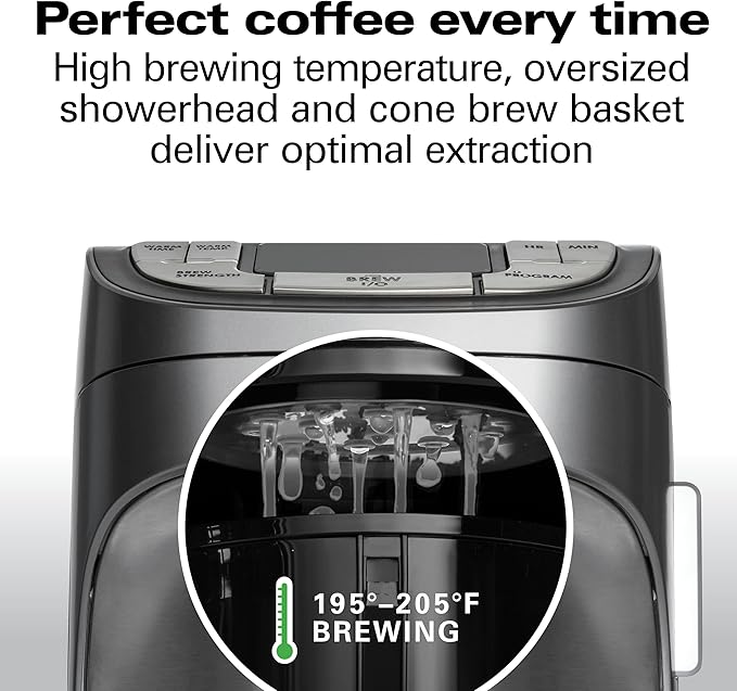Hamilton Beach Professional Programmable Drip Coffee Maker 12 Cup Capacity Ergonomic Carafe 60oz Removable Reservoir120 volts Brushed Metal (49500)
