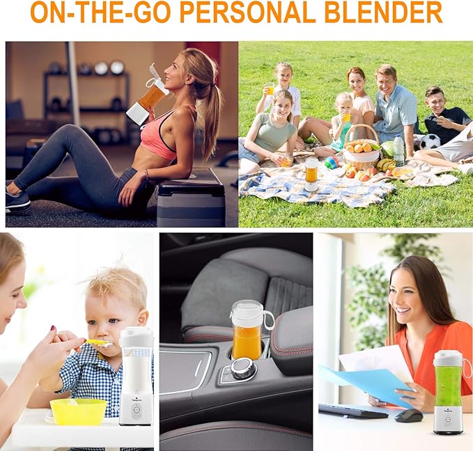 Vaeqozva Portable Blender USB Rechargeable Personal Mixer Fruit Mini Blender for Smoothie Fruit Juice Protein Shake Milk Shakes