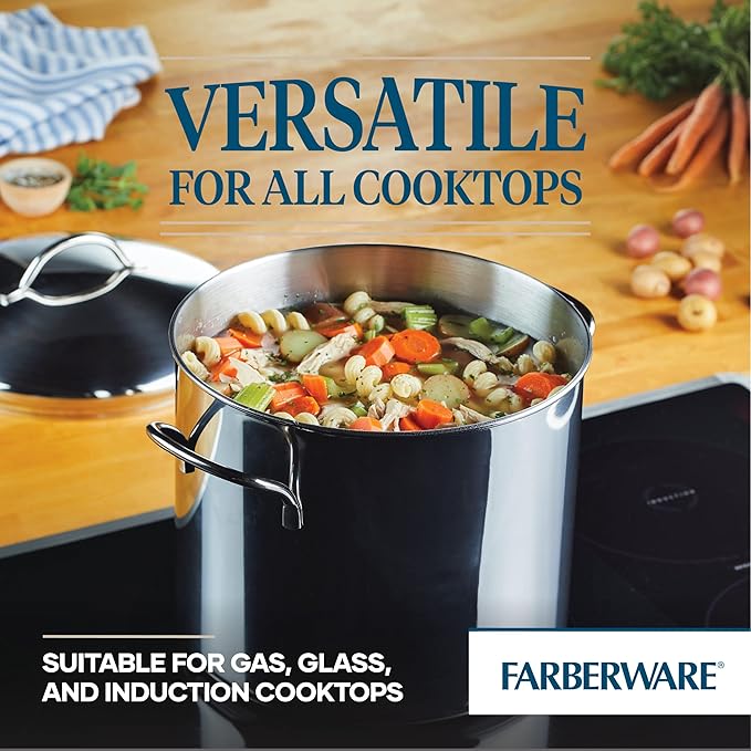 Farberware 50008 Classic Stainless Steel Stock Pot/Stockpot with Lid - 12 Quart Silver