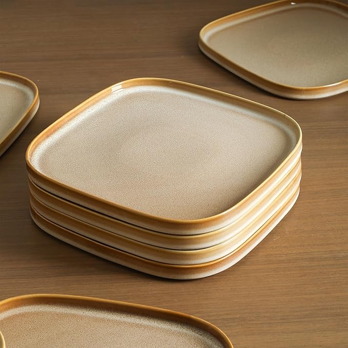Stone Lain Cairo 24-Piece Dinnerware Set Stoneware Plates and Bowls Set Microwave and Dishwasher Safe Includes Dinner and Salad Plates Cereal Bowls Dishes for 8 Sand