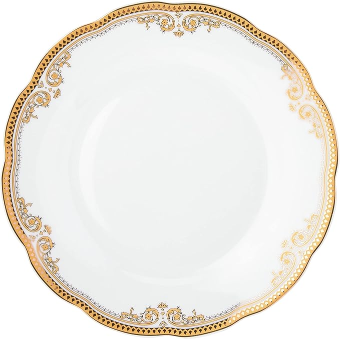 Lorren Home Trends 24 Piece Catherine Design Porcelain Wavy Edge Dinnerware Set White
