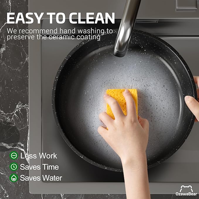 26 Pcs Pots and Pans Set Non Stick Ceramic Cookware Set Non Toxic with Detachable Handles Healthy Induction Cookware Oven Safe RV Kitchen Set PFAS PFOA &amp PTFE Free Black