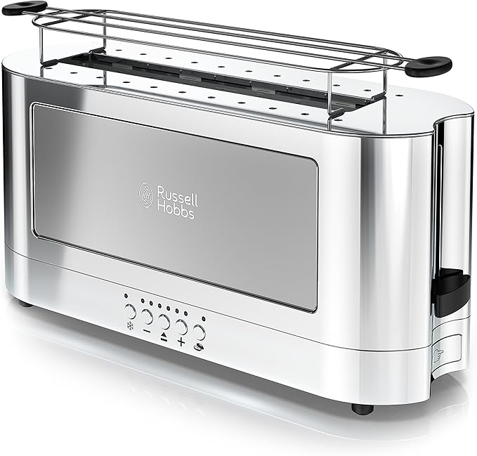 Russell Hobbs TRL9300GYR 2-Slice Glass Accent Long Toaster Silver