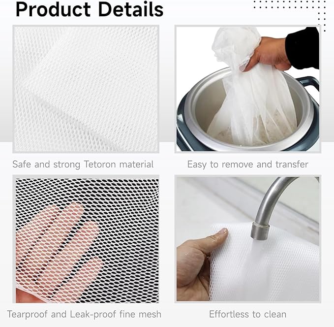 6 Pcs Rice Net 43.3×39.4 Sushi Rice Cooking Net Non-Stick Fine Mesh Rice Cooker Napkins Tetoron Rice Nets Cooking Steam Cloths for Homes Restaurants Camping
