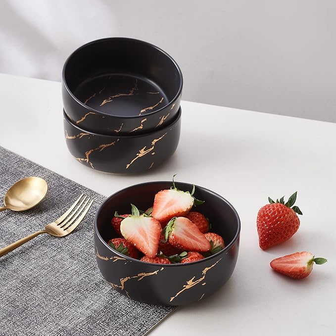 Black Gold Splash Dinnerware Sets Marble Porcelain Plates and Bowls Sets Modern Luxury Dish Set for 4 12 Pieces Fine China Plates Set for Formal Dinners and Anniversaries