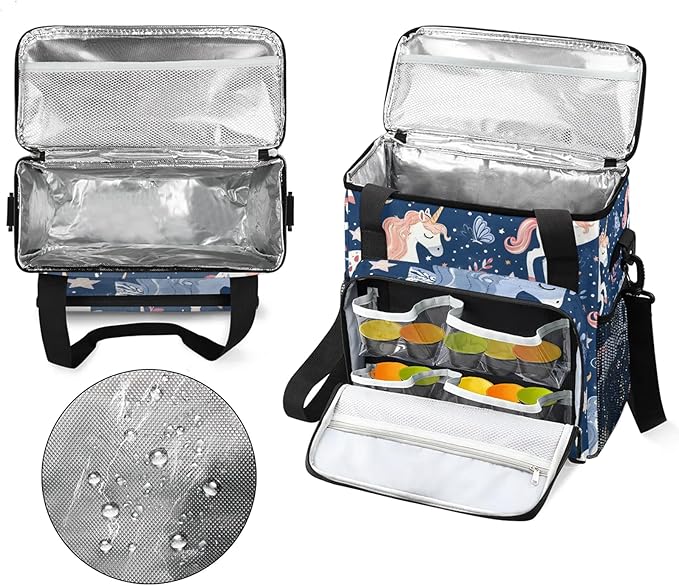 Unicorn Cute Funny Coffee Maker Carring Bag Large Insulated Storage Organizer Case Tote Bags with Shoulder Strap for Travel Work Picnic