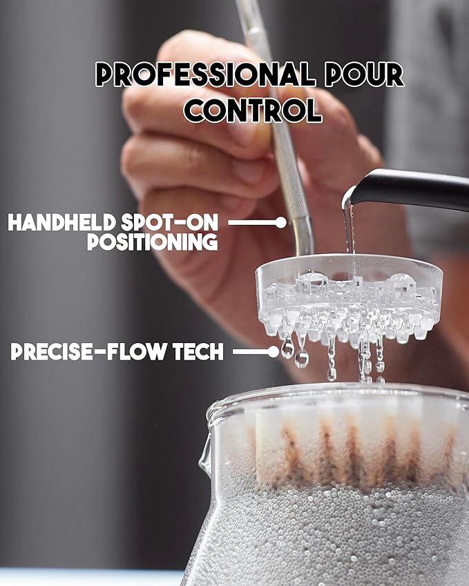 MELODRIP Pour Over Coffee Tool for Cleaner and Sweeter Brewing (Polished Handle and Smoke Grey Dish)