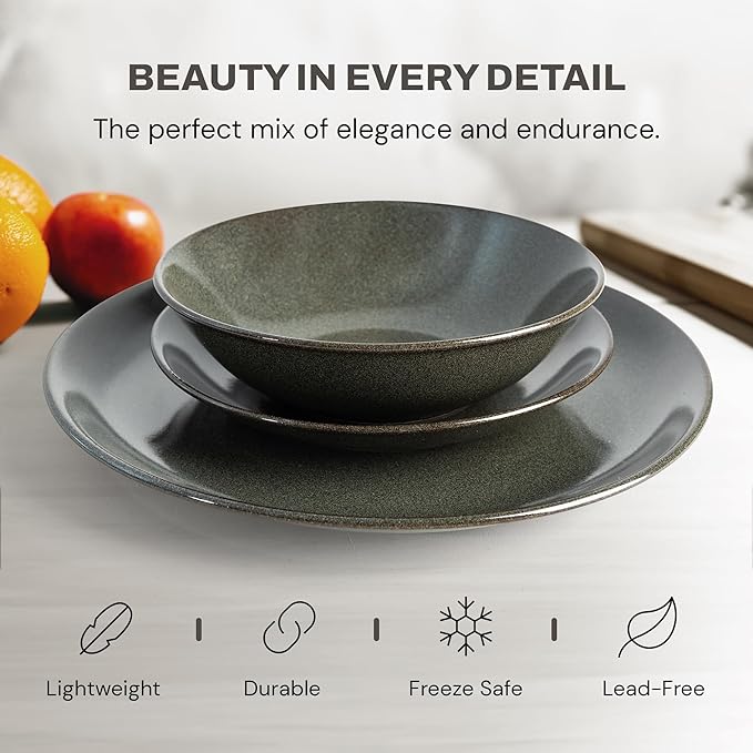 Mino Lightweight Dinner Set set of 12 onyx black