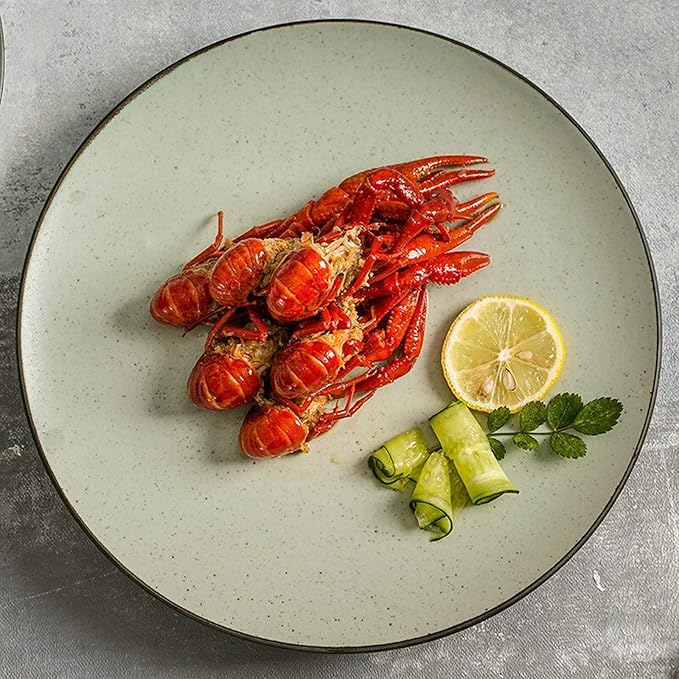 Ceramics Dinner Set 30 Pieces Vintage Stoneware Dinnerware Sets | Porcelain Steak Plate and Cereals Bowls Microwave Safe