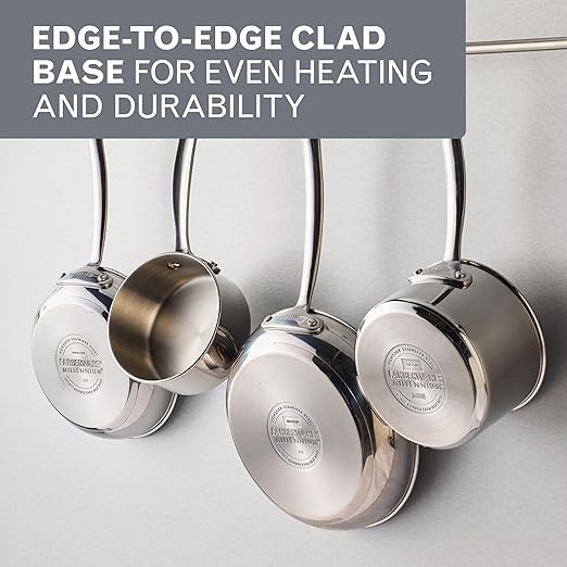 Farberware Millennium Stainless Steel Pots and Pans with Lids Induction Ready Compatible with All Cooktops Metal Utensil Safe 10 Piece Cookware Set Dishwasher Safe - Stainless Steel