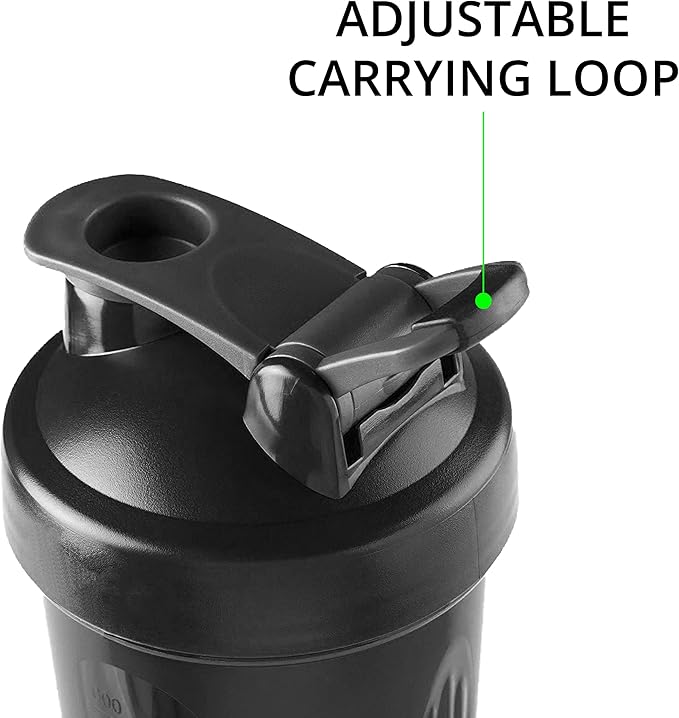 SPIKE Pro Protein Shaker Bottle for Whey Protein Mix Cycling Gym water bottle with Stainless Steel Ball 700ml (Pro Black)