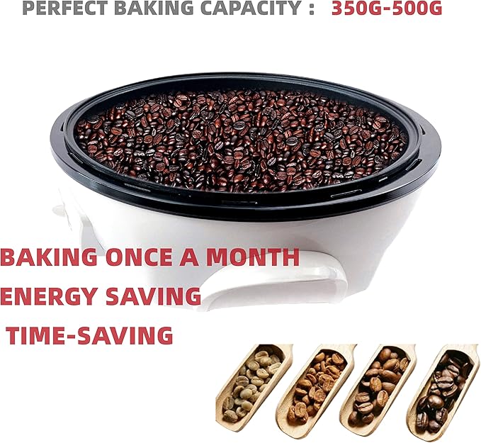 500g Coffee Bean Roaster Household Coffee Roasters Machine with Timer Electric Coffee Beans Roaster 0-240℃ Non-Stick for Cafe Shop Home Use. 110V