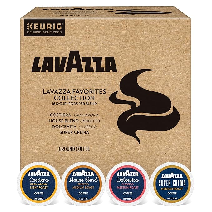 Lavazza Favorites Collection Variety Pack Single Serve Keurig® K-Cup® Pods Light and Medium Roast Coffees 64-Count Box