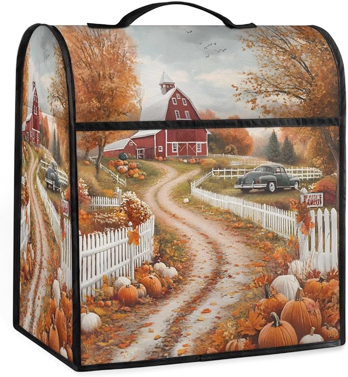 cfpolar Kitchen Aid Mixer Cover Compatible with 6-8 Quarts Pumpkin Castle Autumn Stand Mixer Cover Kitchen Aid Mixers Accessories Appliance Organizer Bag Dust Covers with Zipper Pocket