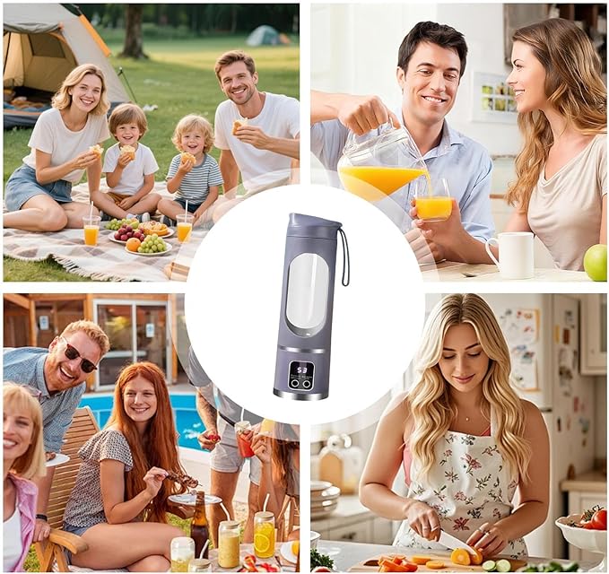 Electric Juicer Cup Display Fruit Mixing Machine 12 Inches Personal Blender with Rechargeable Battery Portable Shakes Maker with Safety Lock Kitchen Gym Travel Dormitory Apartment Organizer