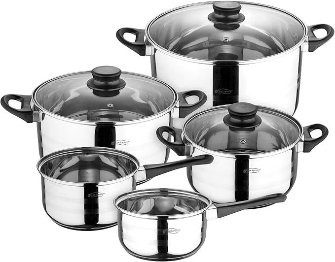 San Ignacio 8-Piece Stainless Steel Cookware with Pan Set (18.22 and 26 cm) in Pressed Aluminium Induction