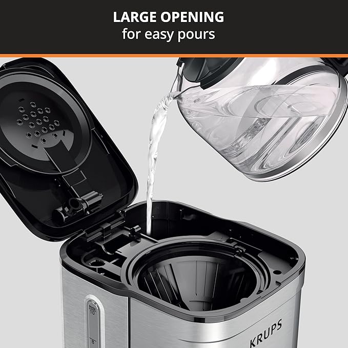 KRUPS Coffee Maker 10 Cups Simply Brew Stainless Steel Drip Coffee Maker 900 Watts Coffee Filter Drip Free Dishwasher Safe Pot  Black &amp Silver