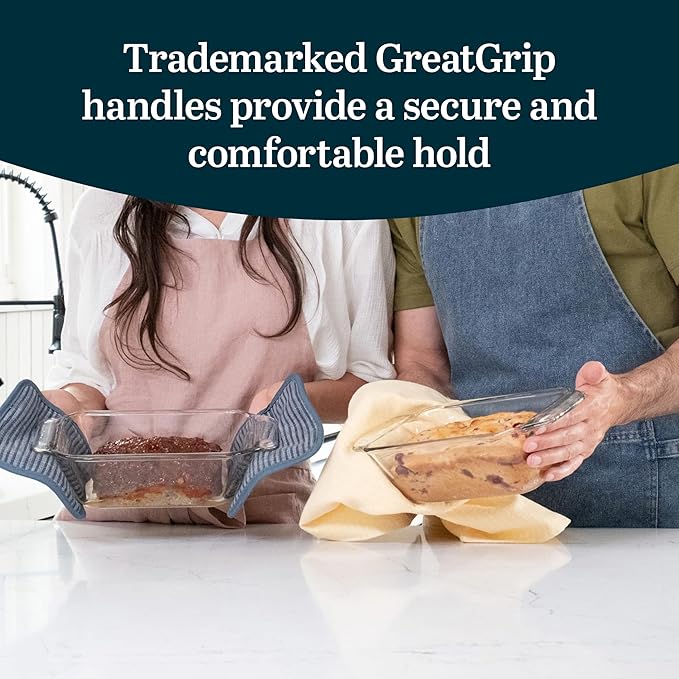 Libbey Baker’s Premium 2 Piece Glass Baking Dish Set Stackable Space Saving Glass Bakeware Set Oven Baking Dish for Bread Pound Cakes Meatloaf