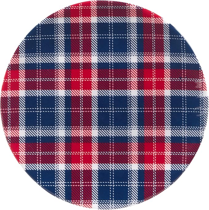 Certified International Patriotic Plaid 12 Piece Melamine Dinnerware Set Service For 4