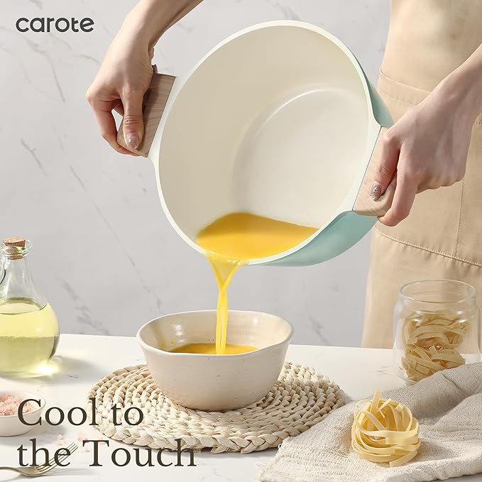 CAROTE 21-Piece Ceramic Pots and Pans Cookware Set Non Stick Induction Cook Ware Kitchen Cooking Set Non-Toxic Health PFAS Free