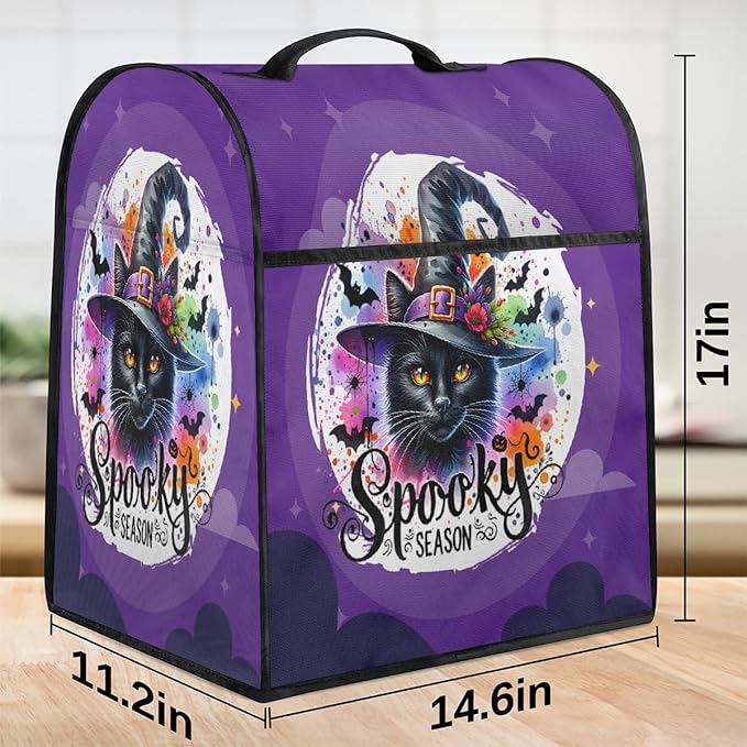 cfpolar Kitchen Aid Mixer Cover Compatible with 6-8 Quarts Halloween Cat Bat Stand Mixer Cover Kitchen Aid Mixers Accessories Appliance Organizer Bag Dust Covers with Zipper Pocket