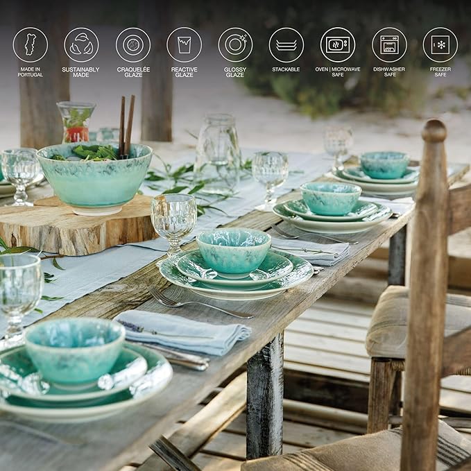 Costa Nova Ceramic Stoneware 5-Piece Place Setting Service for 1 - Madeira Collection Grey | Microwave &amp Dishwasher Safe Dinnerware Set | Food Safe Glazing | Restaurant Quality Tableware