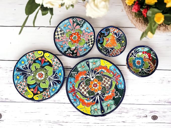 Talavera Dinnerware Set – 24 Piece Hand-Painted Mexican Ceramic Set – Seats 8