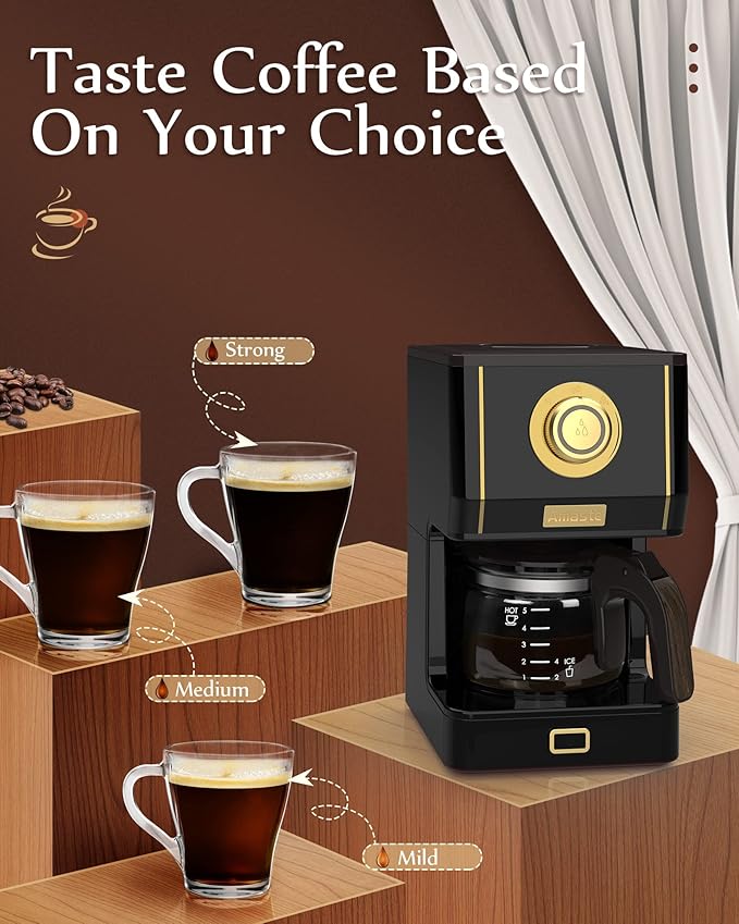 Amaste Black Coffee Maker &amp Green Retro Electric Kettle Set
