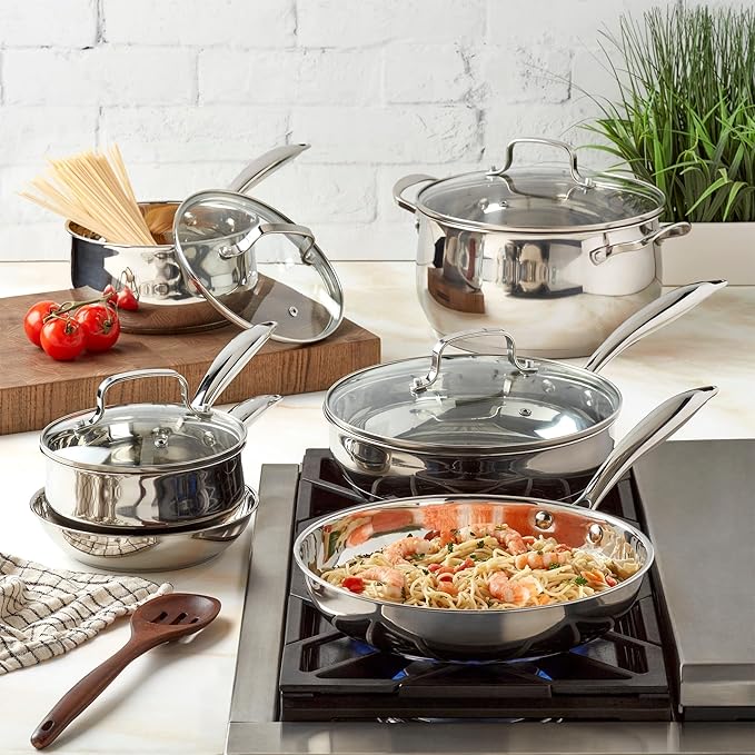 10pc Stainless Steel Cookware Set Silver 10 Piece