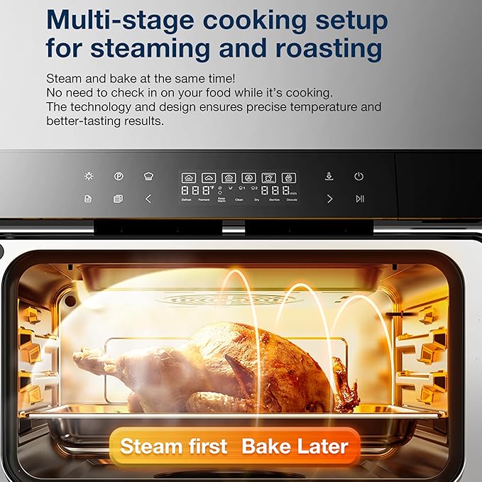 ROABM Toaster Oven Air Fryer Combo R-BOX Green 23QT Countertop Convection Steam Oven Rapid Steam Bake Air Fry Broil Dehydrate Defrost Ferment Steam Self-Clean Touchscreen Control