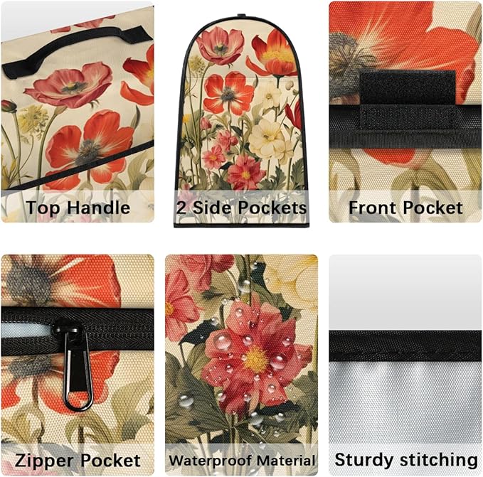 cfpolar Kitchen Aid Mixer Cover Compatible with 6-8 Quarts Beautiful Flower Plant Leaves Stand Mixer Cover Kitchen Aid Mixers Accessories Appliance Organizer Bag Dust Covers with Zipper Pocket