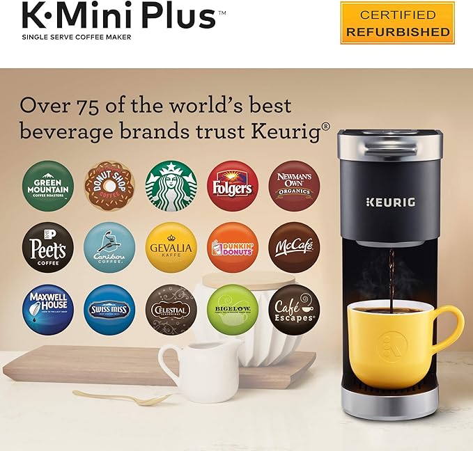 Keurig K-Mini Plus Coffee Maker Certified Refurbished Black (Renewed)