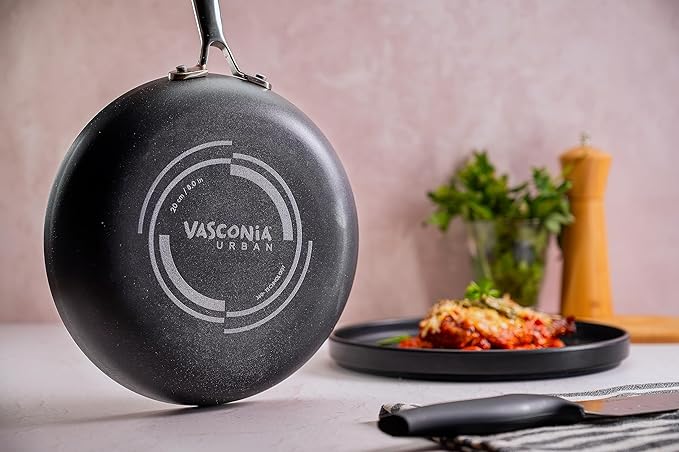 Vasconia 11-Piece Aluminum Cookware Set - Nonstick Pots and Pans with Lids - Dishwasher Oven Safe up to 475°F - Skillets Griddle Casserole Dutch Oven - Black