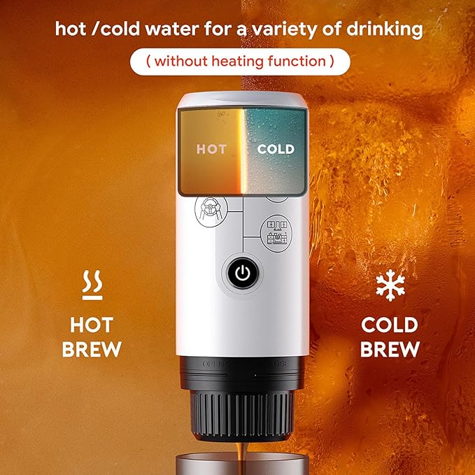 Portable Coffee Maker Electric Coffee Machine with Powder and Capsules Compartment 17Bar Pressure Battery Operated Travel Camping Office 2600mAh Battery USB C Self Heating