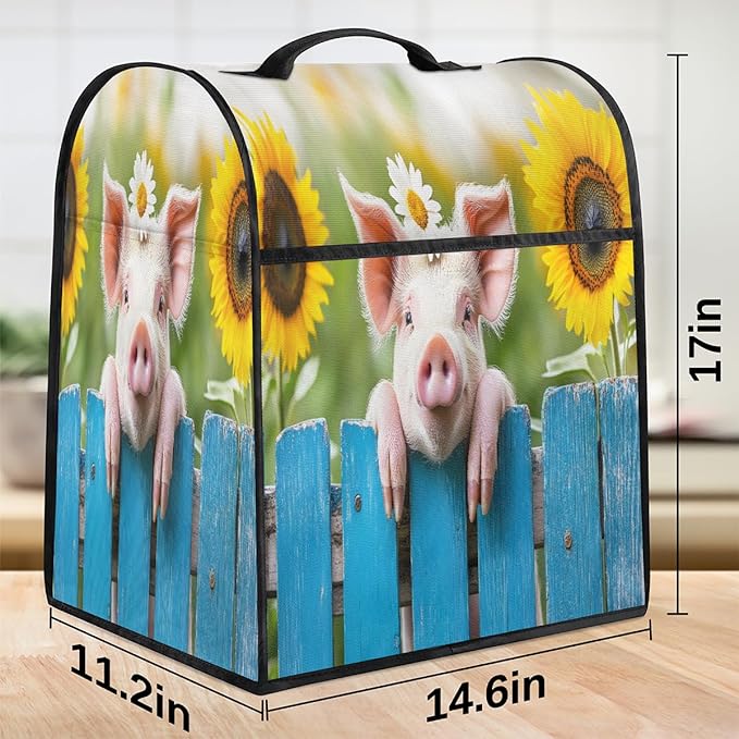 cfpolar Kitchen Aid Mixer Cover Compatible with 6-8 Quarts Cute Pig Sunflower Stand Mixer Cover Kitchen Aid Mixers Accessories Appliance Organizer Bag Dust Covers with Zipper Pocket