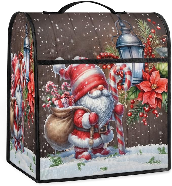 cfpolar Kitchen Aid Mixer Cover Compatible with 6-8 Quarts Christmas Holly Santa Claus Stand Mixer Cover Kitchen Aid Mixers Accessories Appliance Organizer Bag Dust Covers with Zipper Pocket
