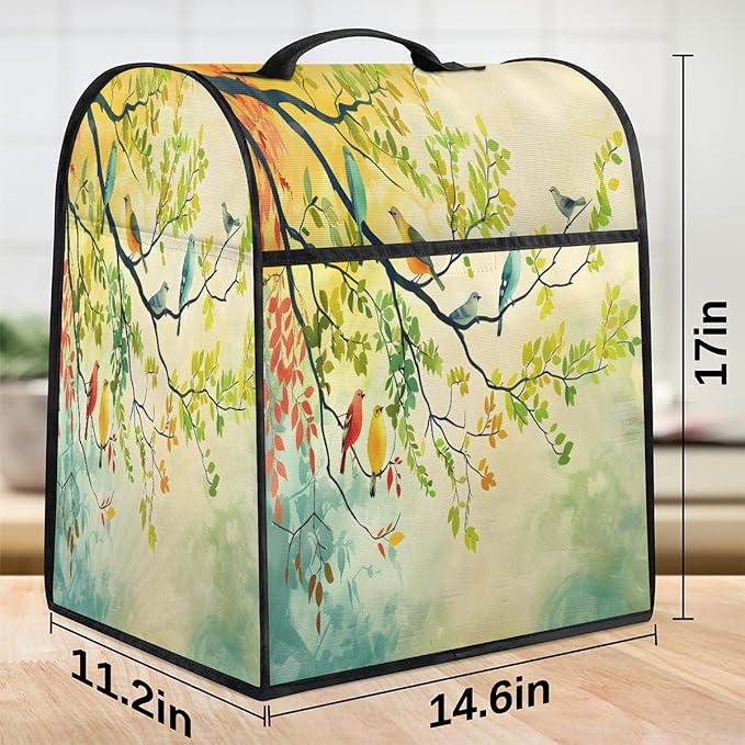 cfpolar Kitchen Aid Mixer Cover Compatible with 6-8 Quarts Animal Bird Leaves Stand Mixer Cover Kitchen Aid Mixers Accessories Appliance Organizer Bag Dust Covers with Zipper Pocket