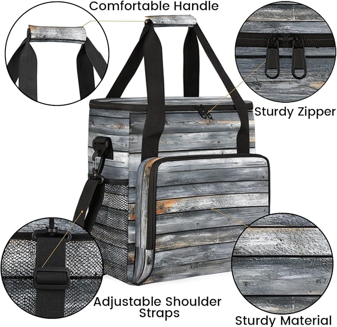 Wood Print Coffee Maker Travel Bag for Keurig K-Mini/K-Mini Plus Insulated Waterproof Tote with Pockets Portable Single-Serve Brewer Case