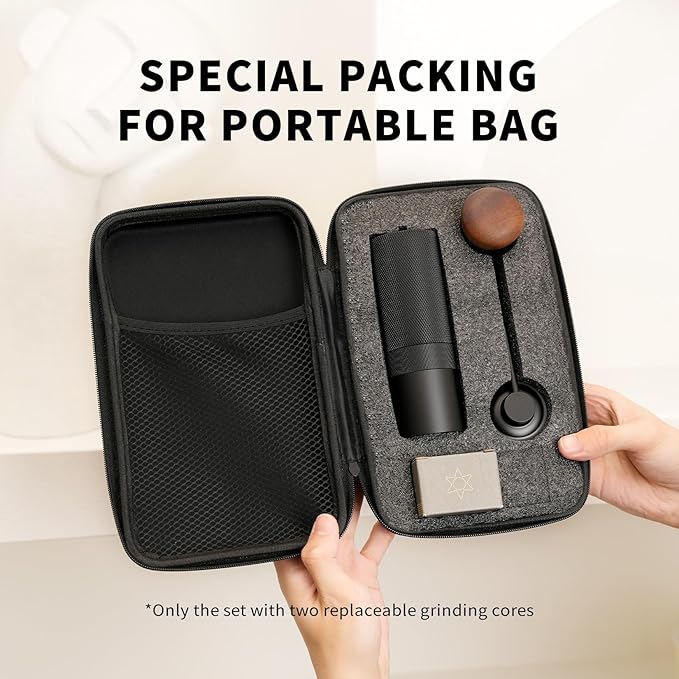 MAVO Manual Coffee Grinder Wizard Hand Coffee Grinder Capacity 25g with 2PCS CNC Stainless Steel Conical Burr -Pentagon and Hexagonal Burr Coffee Bean Grinder for French Press Pour Over Black