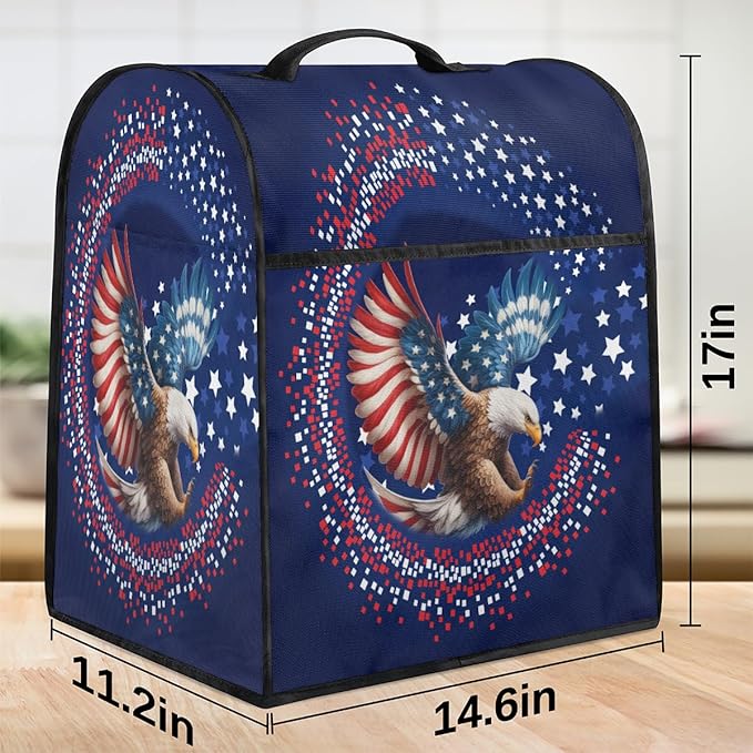 cfpolar Kitchen Aid Mixer Cover Compatible with 6-8 Quarts American Flag Eagle Stand Mixer Cover Kitchen Aid Mixers Accessories Appliance Organizer Bag Dust Covers with Zipper Pocket