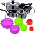 San Ignacio PRESSED ALUMINUM KITCHEN BATTERY SET + 12pc SILICONE LID SET BLACK/MULTICOLOUR PK4694