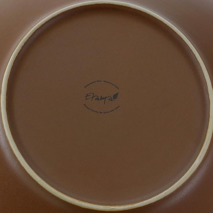 Unknown1 Moose Piece Round Stoneware Dinnerware Set in Taupe Beige Animal Casual 16 Microwave Safe Brown Medium