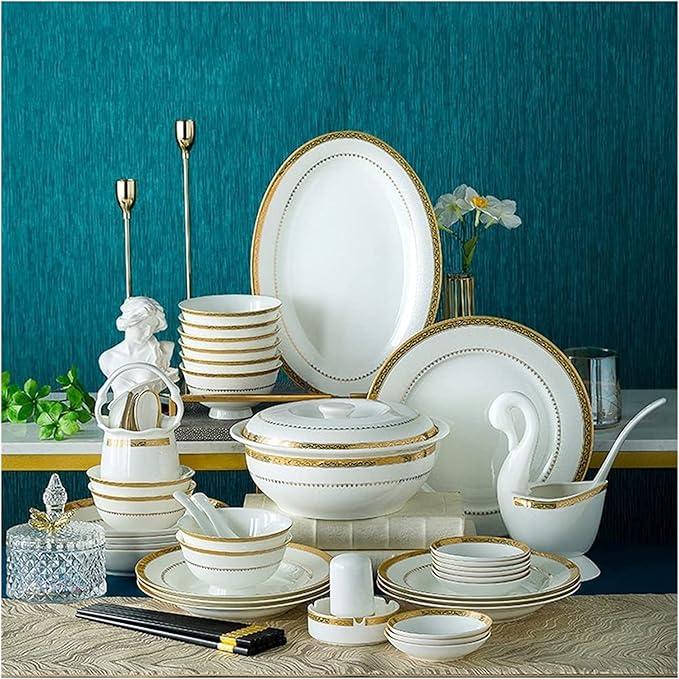 Special Restaurant Dinnerware Set Party Dinner Set 30/56/60Pcs Ceramic Dinnerware Set Bone China Tableware Dishes Plates Ceramic Combination Dinner Set60 Piec60 Pieces56 Pieces
