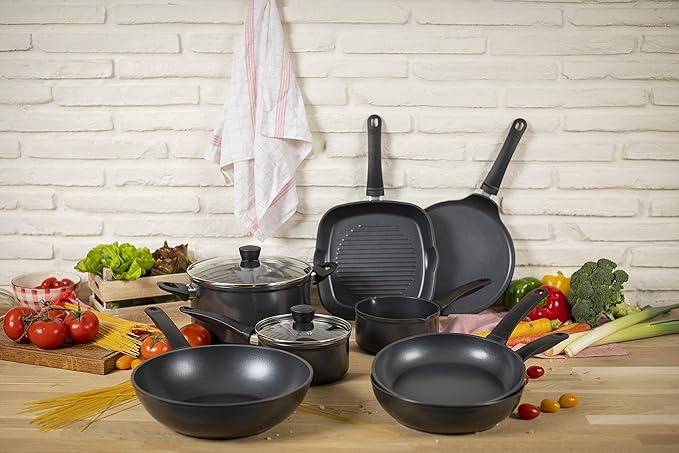 KUHN RIKON 37442 Easy Induction 3-Piece Mixed Cookware Set Set of 3-1 x Saucepan &amp 2 x Casseroles Black